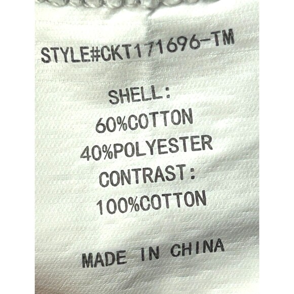 Mello Day Women Sweatshirt Heather Gray Striped Top Pleated Ruched Sz L 1167T1 - Picture 11 of 12